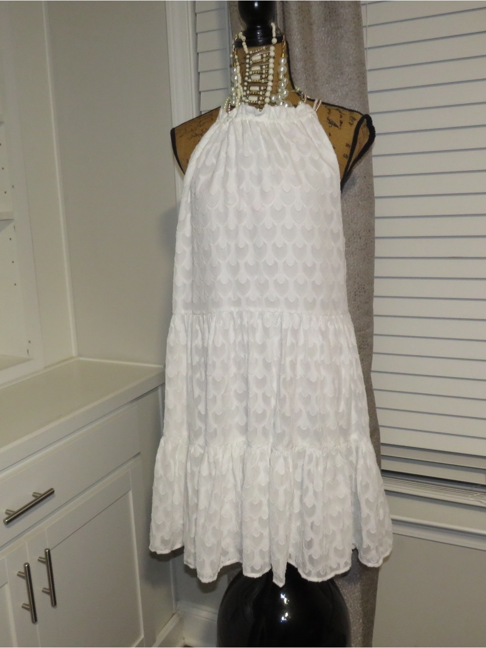 H&M White Halter Tiered A-Line Skirt